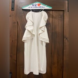 White ruffle mini dress